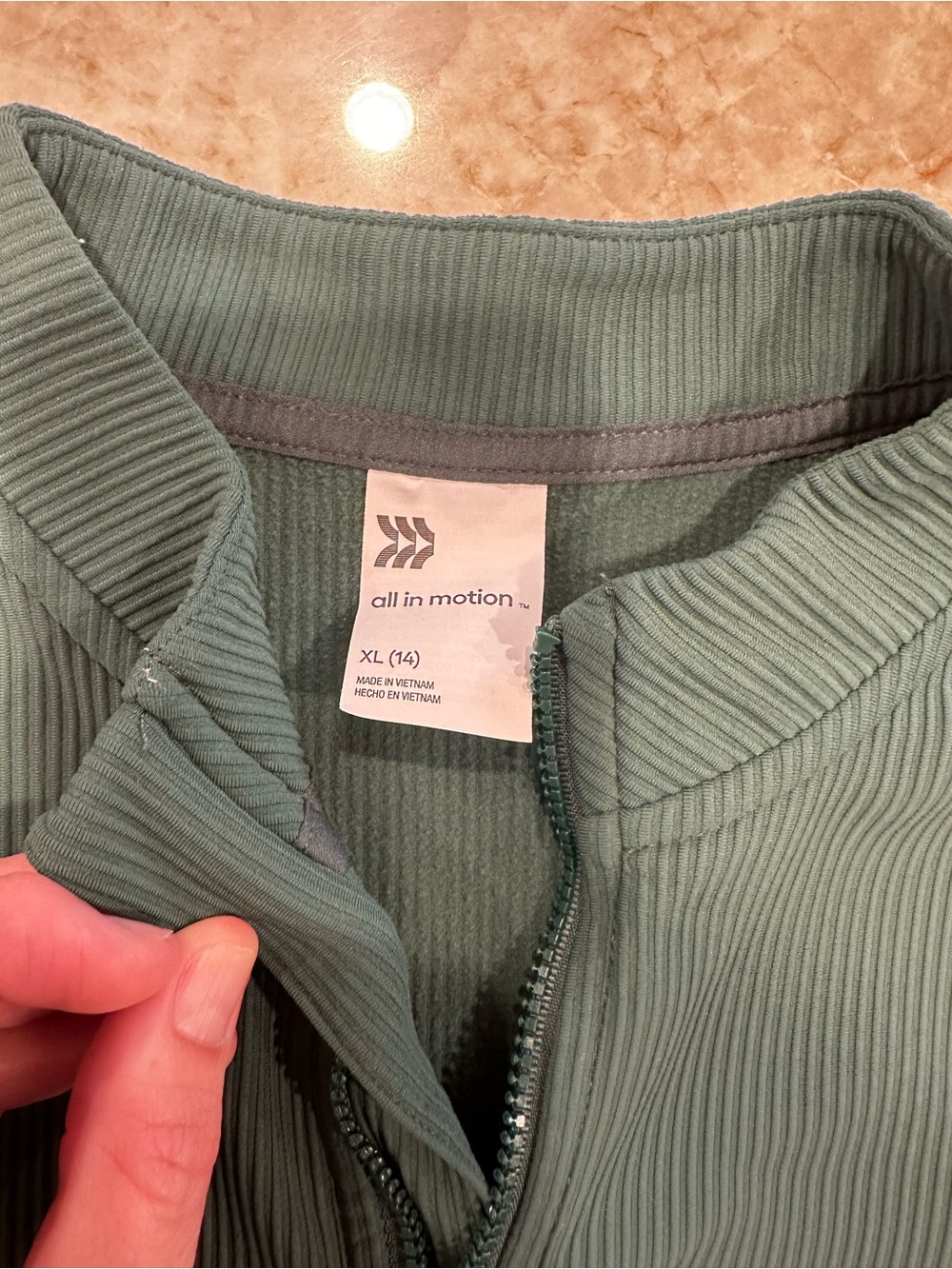 All in Motion Girl’s Forest Green Ribbed Zip-Up Jacket - Picture 3 of 3